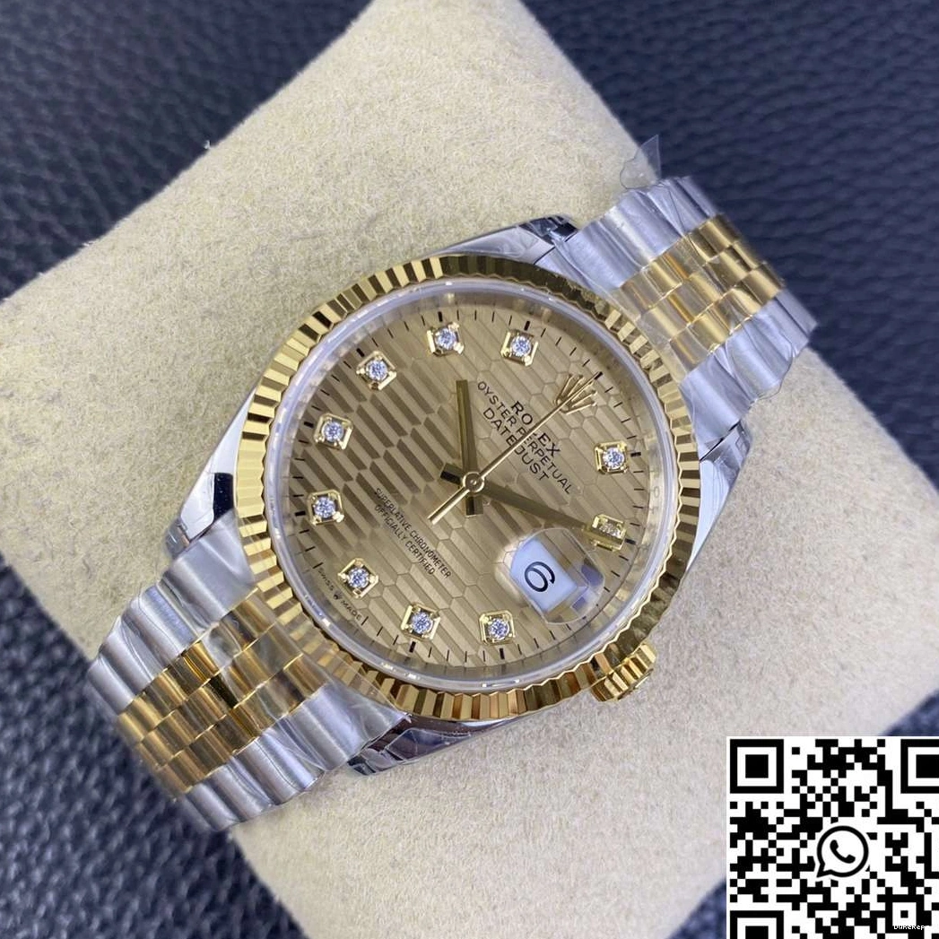 Rolex Motif Silver Dial M126233 Tone 36MM Datejust Diamond Hourmarker Factory Two VS 0410